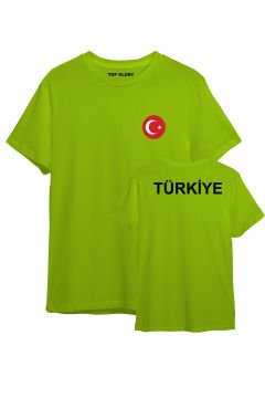 TOP GLORY Türkiye Baskılı Fıstık Yeşili T-Shirt Türkiye Tişörtü TR1042