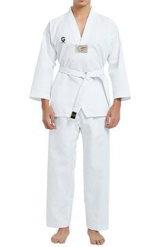 TOP GLORY Beyaz Yaka Fitilli Basic Taekwondo Elbisesi Dobok