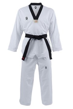 TOP GLORY Fitilli Siyah Yaka Taekwondo Elbisesi Dobok
