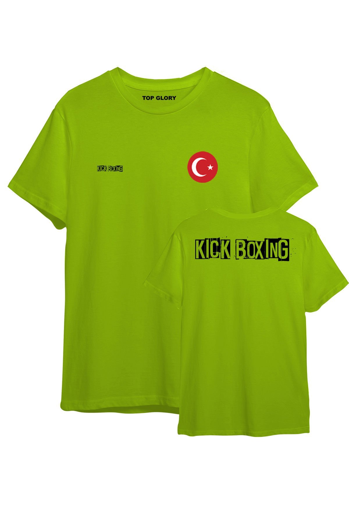 TOP GLORY Kick Boks Baskılı Fıstık Yeşili T-shirt Kick Boks Tişörtü TR1039